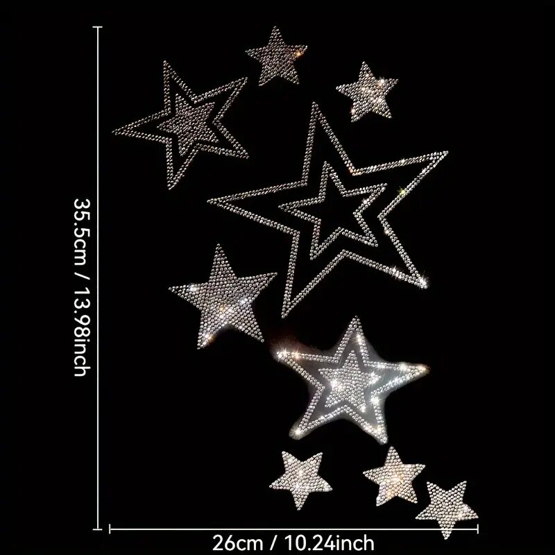 Hotfix Rhinestone Sheet - Мерцающие стразы, горячее тиснение, буквы, звезды,