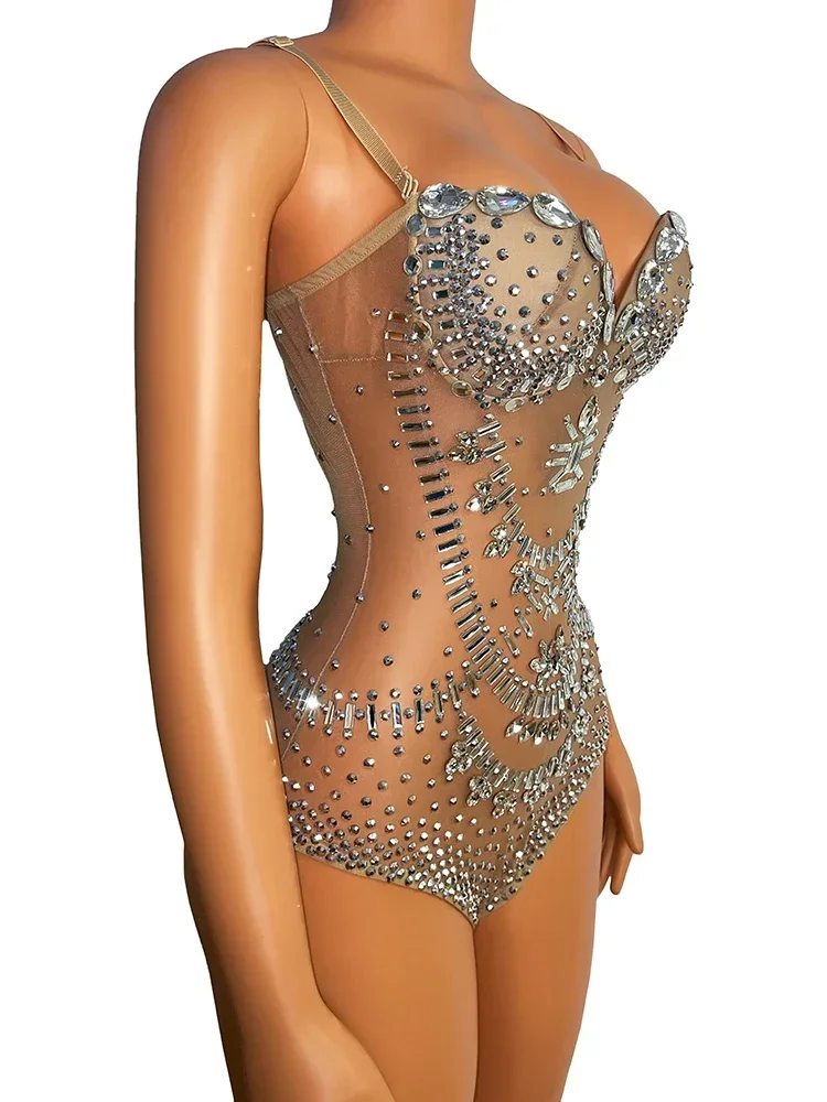 Женское боди, яркое серебристо – обзор и цена Rhinestone Banding Trim