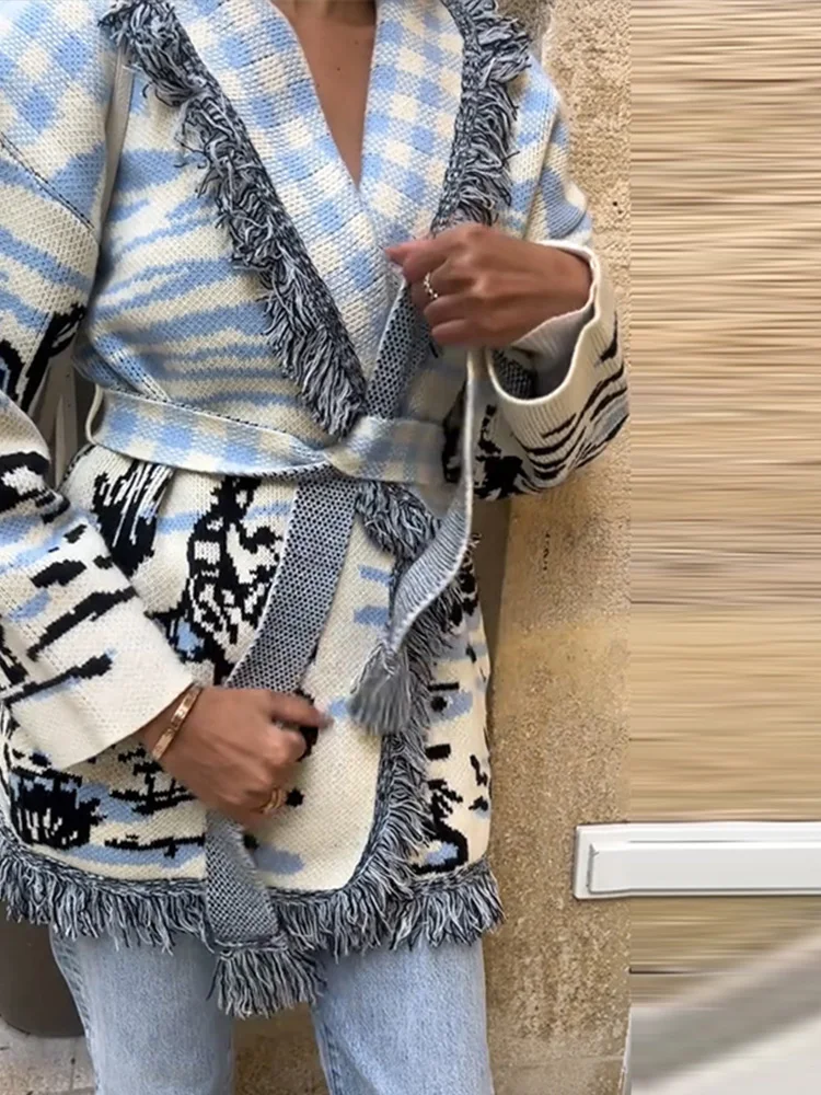 Женский вязаный кардиган с при – обзор и цена Tassel Fringe Trim
