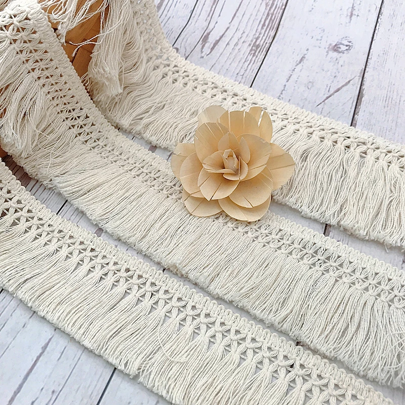 10 ярдов/лот, бежевая хлопкова – обзор и цена Fringe Ribbon Sewing