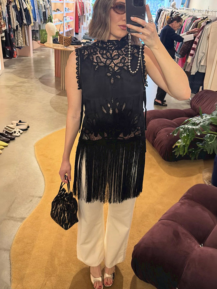 Женская блузка во французском  – обзор и цена Tassel Fringe Trim